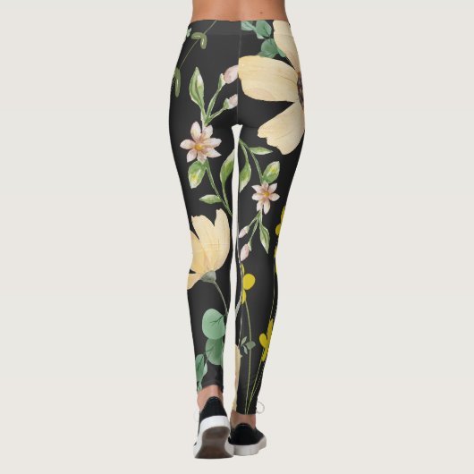 Floral Dusk Embrace: Midnight Bloom Leggings (Achterkant)