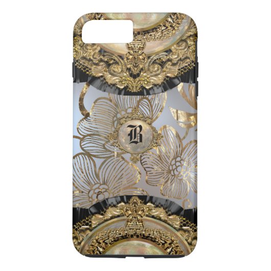 Floral Dusk Viva Monogram Plus Case-Mate iPhone Case (Achterkant)