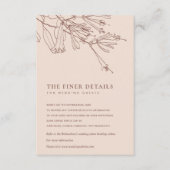 FLORAL DUSKY BLUSH LINE DRAWING WEDDING DETAIL INFORMATIEKAARTJE (Voorkant)
