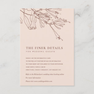 FLORAL DUSKY BLUSH LINE DRAWING WEDDING DETAIL INFORMATIEKAARTJE