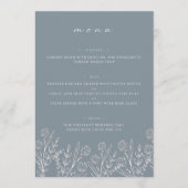 Floral Dusty Blue 5x7" Trouwtafel Flat Menu (Voorkant)