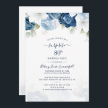 Floral Dusty Blue 80th Birthday Party Kaart<br><div class="desc">Begroting 80 Uitnodiging van de Blauwe Florale Partij van de Dusty van de Dusty van de Dusty u voor uw speciale verjaardag gemakkelijk kunt uitgeven door de knoop "aan te passen" te klikken</div>