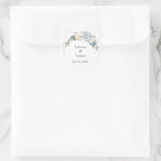Floral Dusty Blue and White Envelope Seal Sticker (Tas)