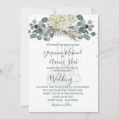 Floral Dusty Blue Bismillah Elegant Wedding Kaart (Voorkant)
