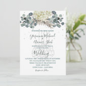 Floral Dusty Blue Bismillah Elegant Wedding Kaart (Staand voorkant)