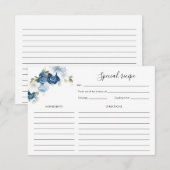 Floral Dusty Blue Bloom Vrijgezellenfeest Recept Informatiekaartje (Voorkant / Achterkant)