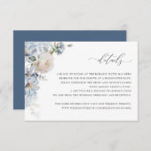 Floral Dusty Blue Blush Rozen Wedding Details Kaar Kaart (Voorkant / Achterkant)