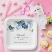 Floral Dusty Blue Botanical Vrijgezellenfeest Papieren Bordje (Feest)