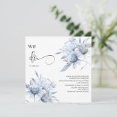 *~* Floral Dusty Blue Bouquet AR15 QR RSVP BRUILOF Kaart (Staand voorkant)