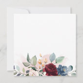 Floral Dusty Blue Burgundy Botanical Wedding Kaart (Achterkant)