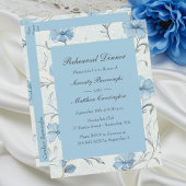 Floral Dusty Blue Country Garden Rehearsal Dinner Uitnodiging Briefkaart