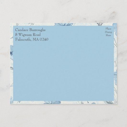 Floral Dusty Blue Country Garden Rehearsal Dinner Uitnodiging Briefkaart (Achterkant)