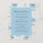 Floral Dusty Blue Country Garden Rehearsal Dinner Uitnodiging Briefkaart (Voorkant)