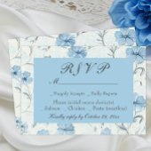 Floral Dusty Blue Country Garden Wedding RSVP Card