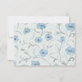 Floral Dusty Blue Country Garden Wedding RSVP Card (Achterkant)