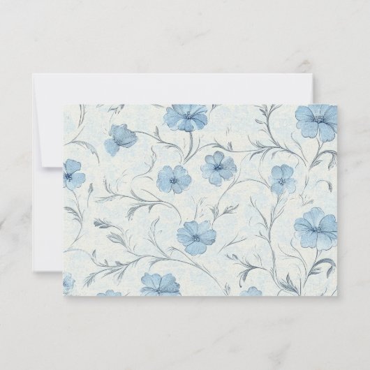 Floral Dusty Blue Country Garden Wedding RSVP Card (Achterkant)