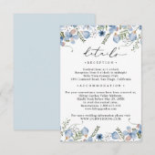 Floral Dusty Blue Details Wedding Informatiekaartje (Voorkant / Achterkant)