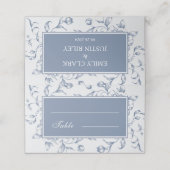 Floral Dusty Blue Elegant Bruiloft Gevouwen Plaatskaartje (Buitenkant ongevouwen)