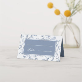 Floral Dusty Blue Elegant Bruiloft Gevouwen Plaatskaartje