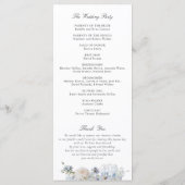 Floral Dusty Blue Elegant Rozen Wedding Programme Programmakaart (Achterkant)
