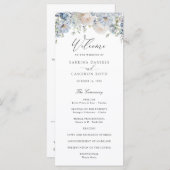Floral Dusty Blue Elegant Rozen Wedding Programme Programmakaart (Voorkant / Achterkant)