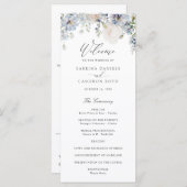 Floral Dusty Blue Elegant Rozen Wedding Programme Programmakaart (Voorkant / Achterkant)