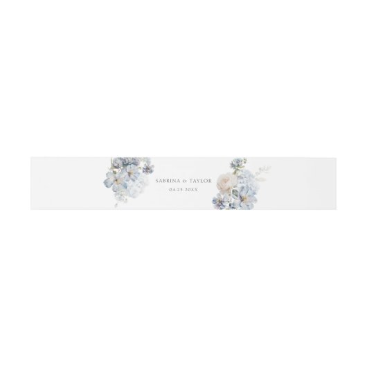 Floral Dusty Blue Elegant Rozen Wedding Uitnodigingen Wikkel (Vlak)