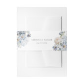 Floral Dusty Blue Elegant Rozen Wedding Uitnodigingen Wikkel (Voorkant Voorbeeld)