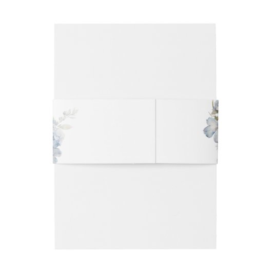 Floral Dusty Blue Elegant Rozen Wedding Uitnodigingen Wikkel (Achterkant Voorbeeld)