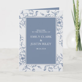 Floral Dusty Blue Elegant trouwboekje Programma