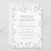 Floral Dusty Blue Elegant Vrijgezellenfeest Kaart (Voorkant)