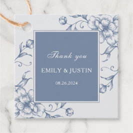 Floral Dusty Blue Elegant Wedding Dank u Bedankjes Labels