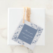 Floral Dusty Blue Elegant Wedding Dank u Bedankjes Labels (In situ)