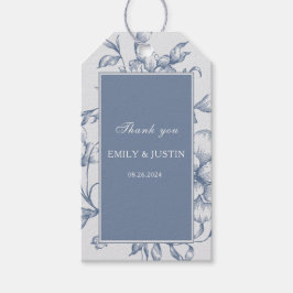 Floral Dusty Blue Elegant Wedding Dank u Cadeaulabel