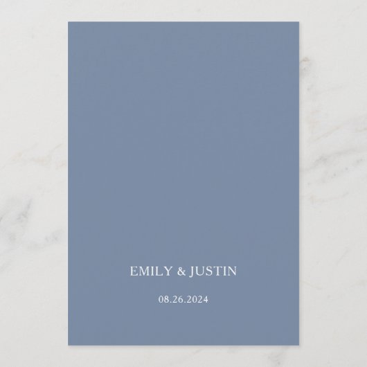 Floral Dusty Blue Elegant Wedding Menu (Achterkant)