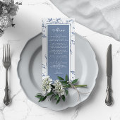 Floral Dusty Blue Elegant Wedding Menu