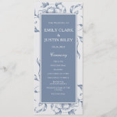 Floral Dusty Blue Elegant Wedding Programmakaart (Voorkant)