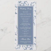 Floral Dusty Blue Elegant Wedding Programmakaart (Achterkant)