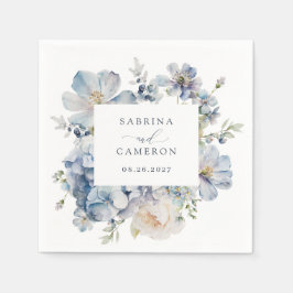 Floral Dusty Blue Elegant Wedding Servet