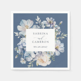Floral Dusty Blue Elegant Wedding Servet