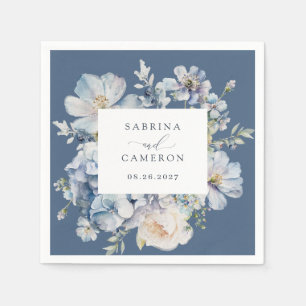 Floral Dusty Blue Elegant Wedding Servet
