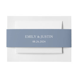 Floral Dusty Blue Elegant Wedding Uitnodigingen Wikkel