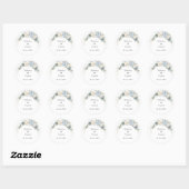 Floral Dusty Blue en White Envelope Seal Sticker (Vel)