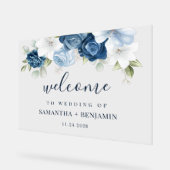 Floral Dusty Blue Eucalyptus Botanical Wedding Acryl Bord (Hoek)