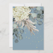 Floral Dusty Blue Eucalyptus Elegant Gold Wedding Kaart (Achterkant)