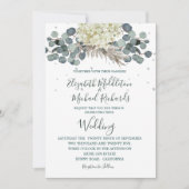 Floral Dusty Blue Eucalyptus Elegant Wedding Kaart (Voorkant)