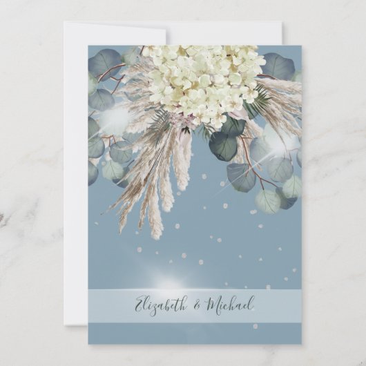 Floral Dusty Blue Eucalyptus Elegant Wedding Kaart (Achterkant)