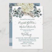 Floral Dusty Blue Eucalyptus Elegant Wedding Kaart (Voorkant / Achterkant)