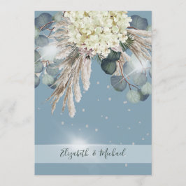 Floral Dusty Blue Eucalyptus Elegant Wedding Kaart