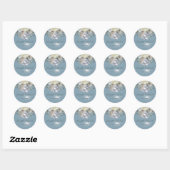 Floral Dusty Blue Eucalyptus Elegant Wedding Ronde Sticker (Vel)